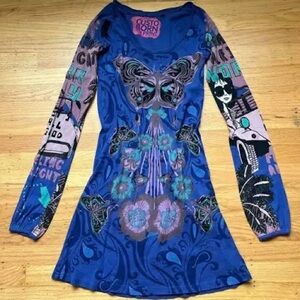 Custo Barcelona Blue and Purple Artistic Dress